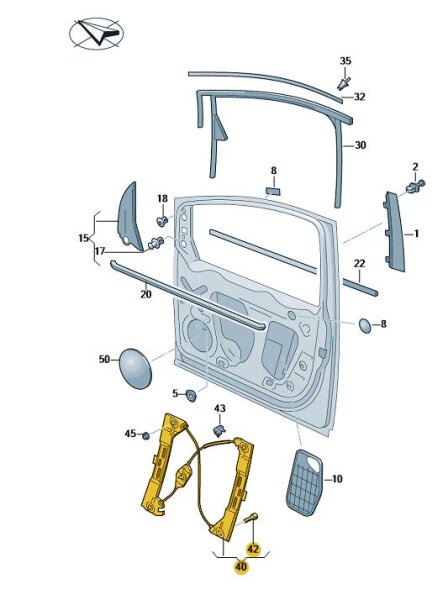 Fensterheber ohne Motor 7N0837461J