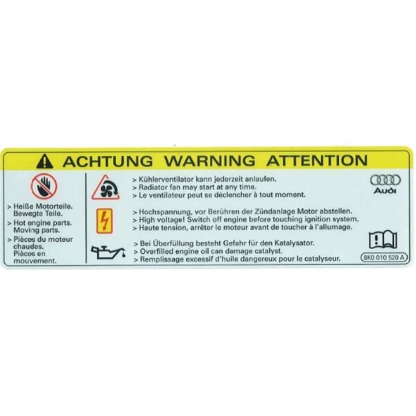 Original VW Audi Kennschild Achtung Hochspannung