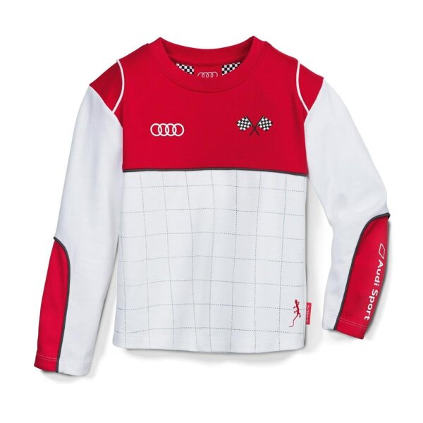 Original Audi Sport Kinder Rennfahrer Schlafanzug weiß/rot 86 - 140