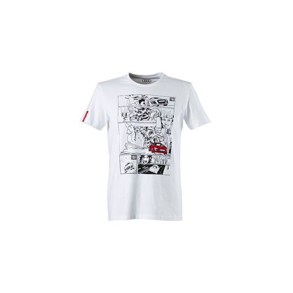 Original Audi Sport Herren Shirt Comic Print R8 weiss XXL 3131700106