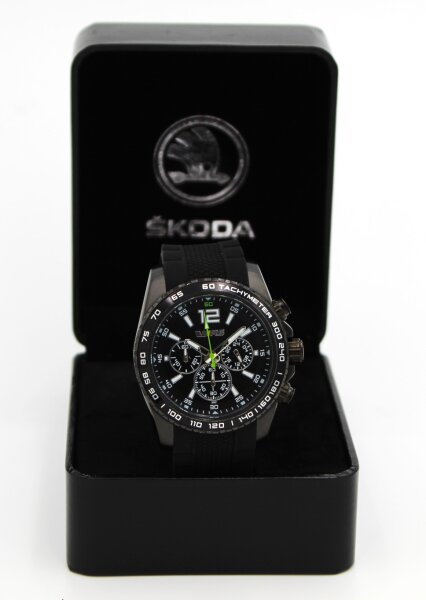 Original Skoda RS Chronograph mit Silikonarmband schwarz MVF76-018